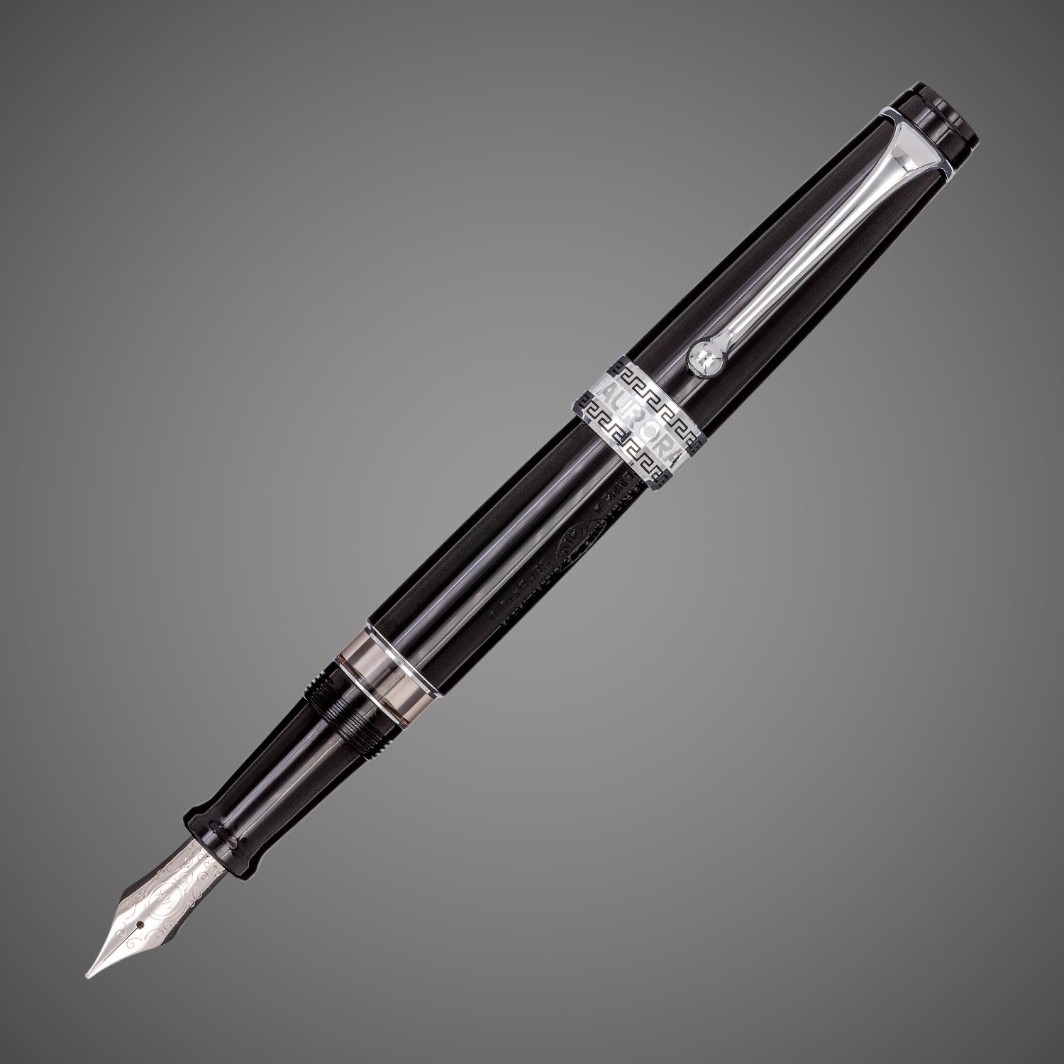 Перьевая ручка Aurora Optima Resina Black CT, перо — F, в подарочной коробке, Драгметаллы: родий, смола, хром