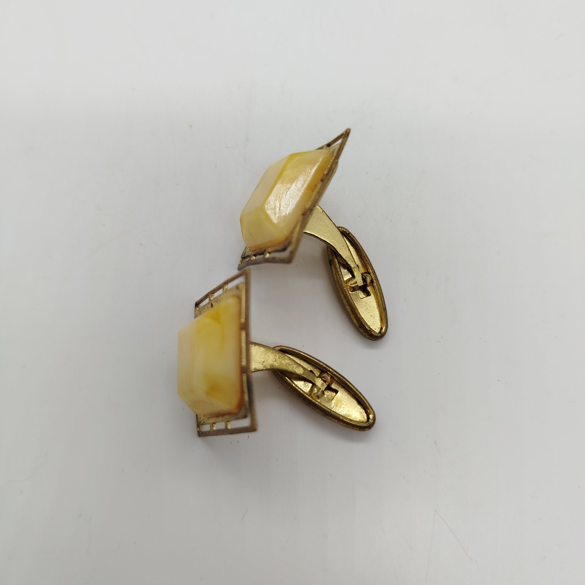 Набор из запонок и зажима для галстука, металл, пластик, СССР, 1970-1980 гг.