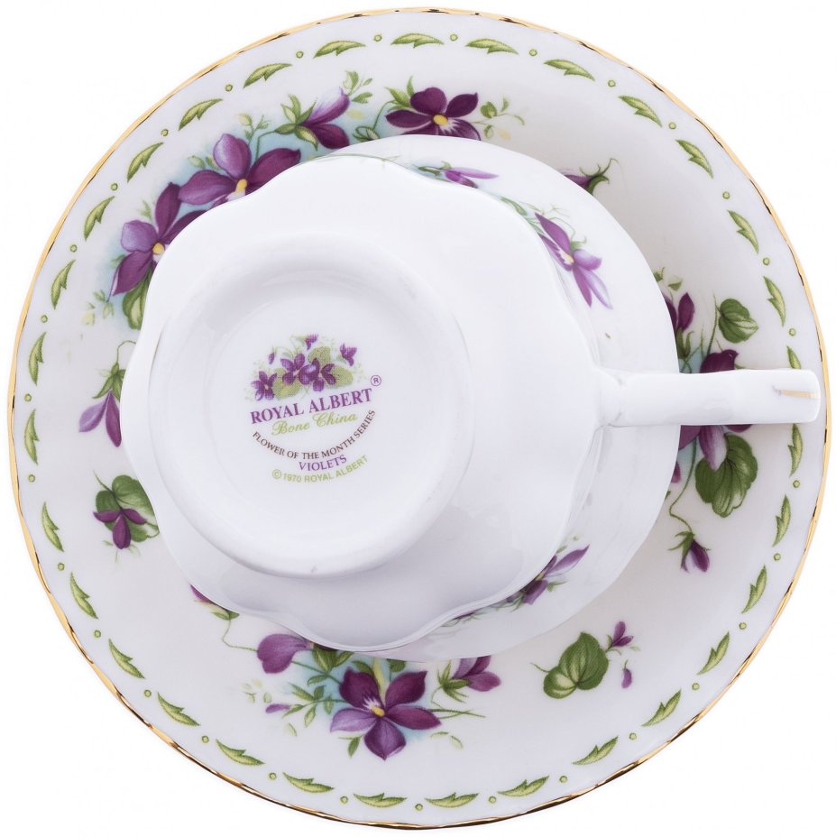 Чайная пара "February" из серии "Месяцы", фарфор, деколь, мануфактура "Royal Albert", Англия, 1980-2000 гг., Royal Albert