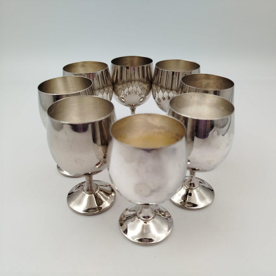 Набор рюмок на 8 персон, металл, Западная Европа, 1950-1990 гг.