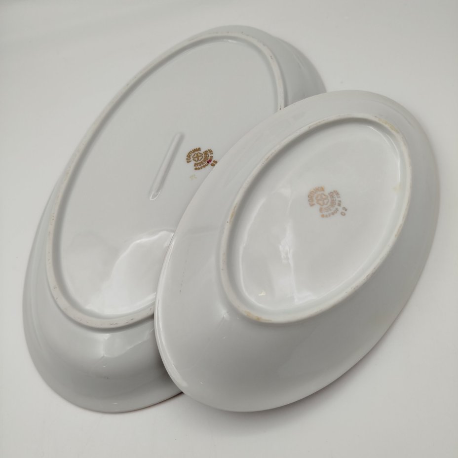 Сервировочные блюда овальной формы из сервиза "Мадонна", фарфор, деколь, люстр, золочение, Fortuna Eisenberg, ГДР, 1960-1973 гг.