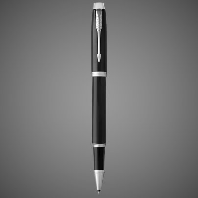 Ручка роллер Parker IM Metal Black CT, стержень: F, цвет чернил: black, в подарочной упаковке., Металлы: латунь