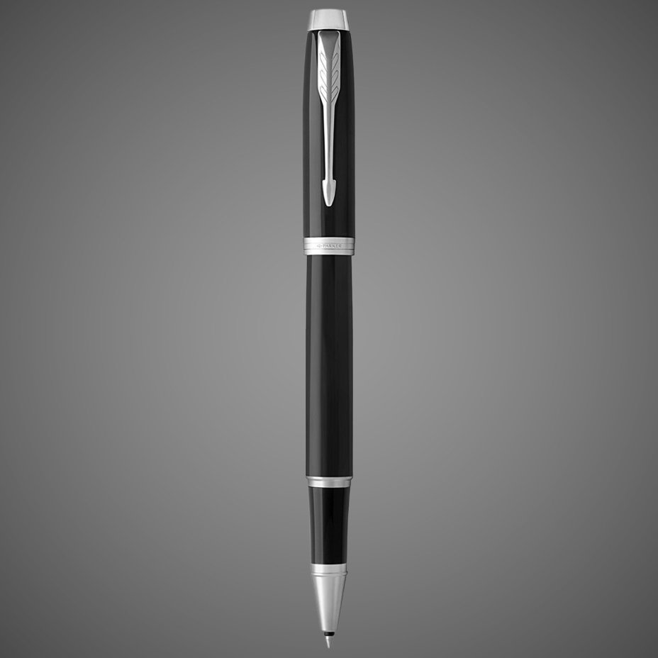 Ручка роллер Parker IM Metal Black CT, стержень: F, цвет чернил: black, в подарочной упаковке., Металлы: латунь