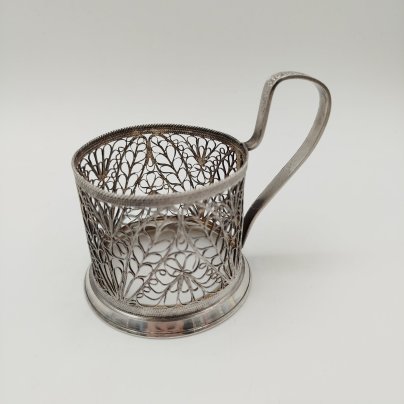 Подстаканник ажурный, мельхиор (медь-никель), скань, Красносельский ювелирный завод, СССР, 1960-1980 гг., Красносельский ювелирный завод