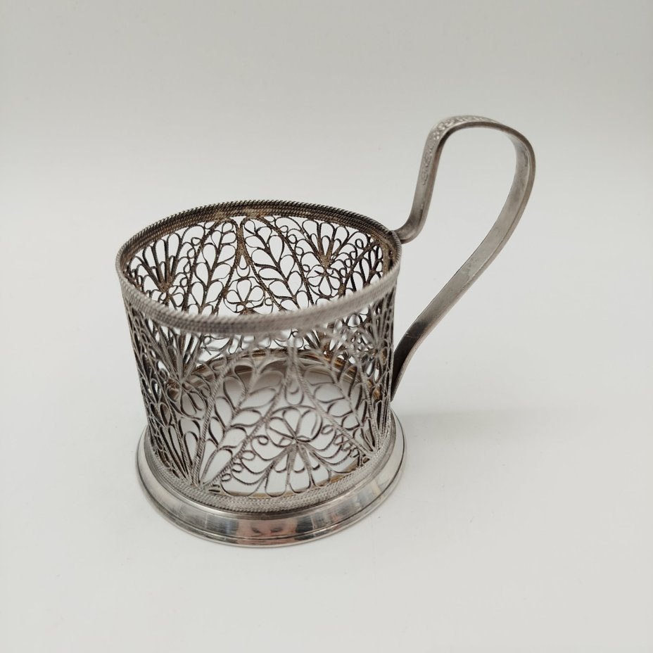 Подстаканник ажурный, мельхиор (медь-никель), скань, Красносельский ювелирный завод, СССР, 1960-1980 гг., Красносельский ювелирный завод