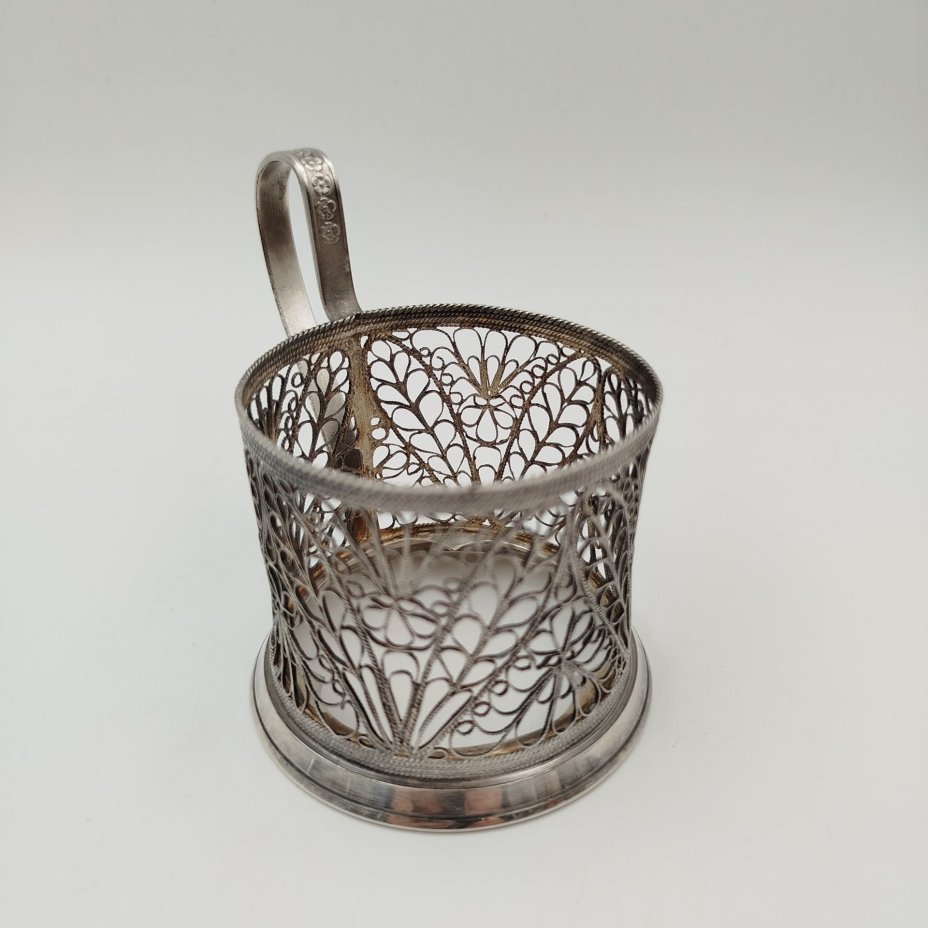 Подстаканник ажурный, мельхиор (медь-никель), скань, Красносельский ювелирный завод, СССР, 1960-1980 гг., Красносельский ювелирный завод