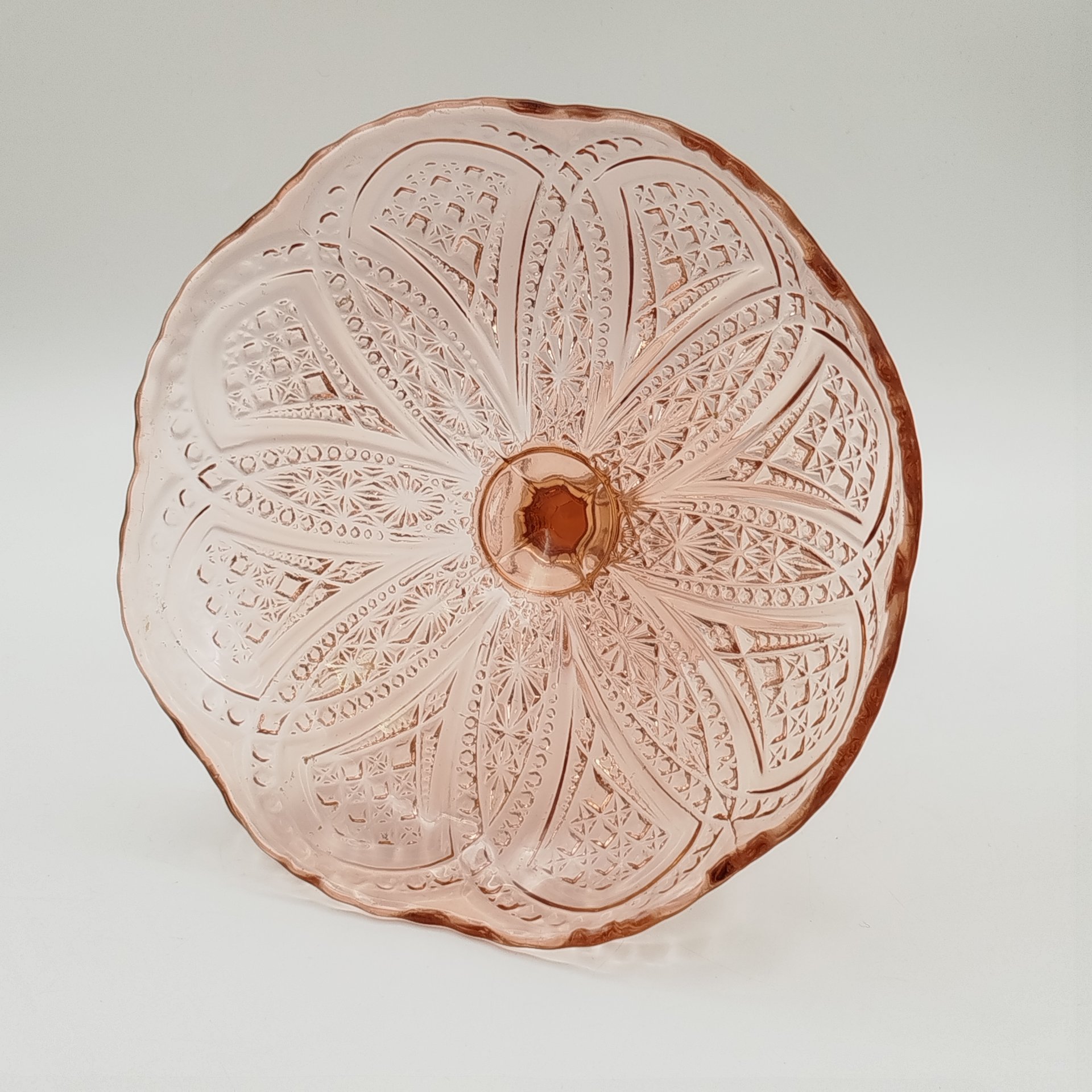 Фруктовница с геометрическим декором, стекло, пресс, СССР, 1960-1980 гг.