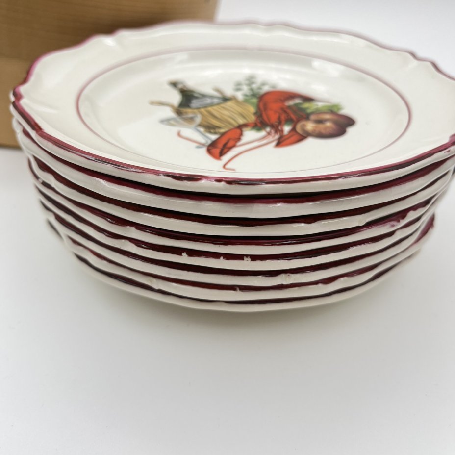 Набор из 8-ми сырных тарелок (в коробке) с изображением закусок и напитков "L'heure du cocktail"