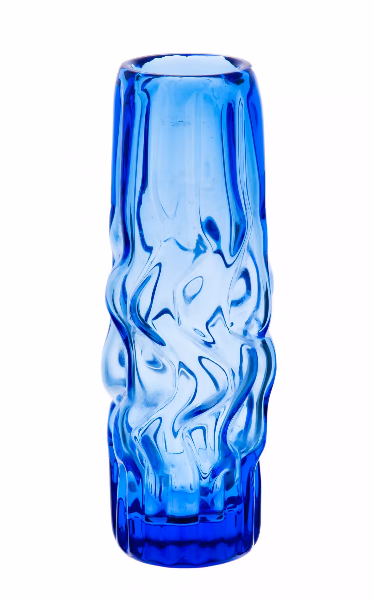 Ваза с фигурным туловом , синее стекло, СССР, 1970-1990 гг.