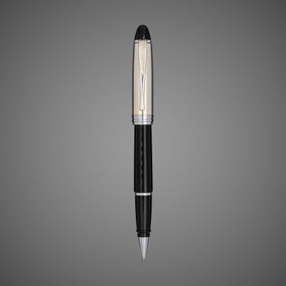 Ручка-роллер Aurora Ipsilon Argento Black Resin CT, в подарочной коробке, Драгметаллы: серебро, смола