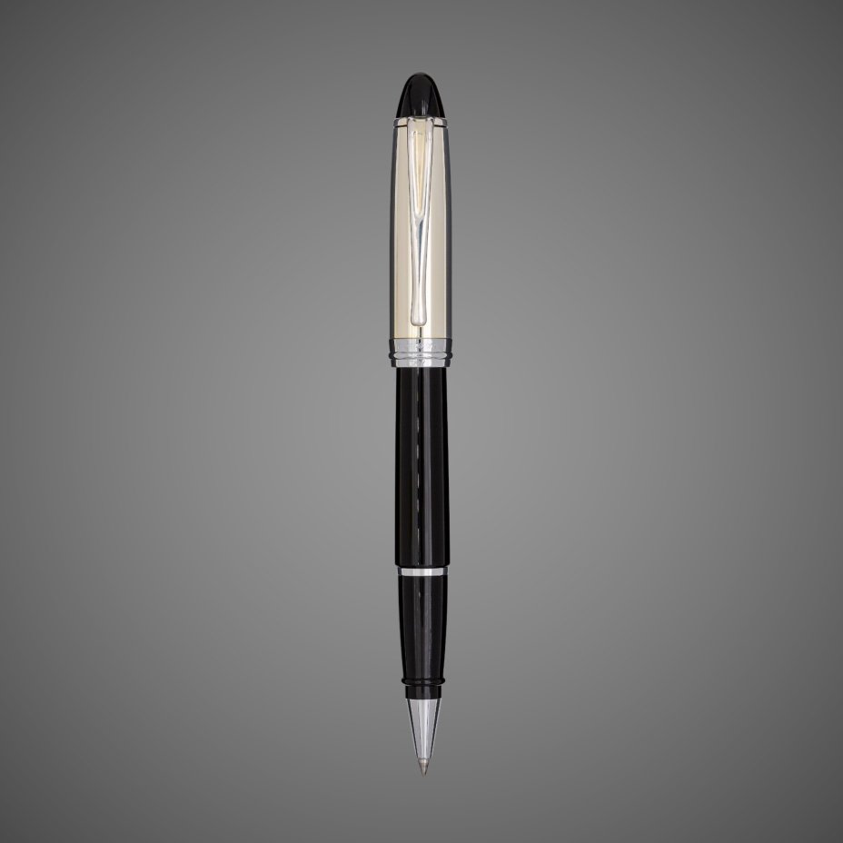 Ручка-роллер Aurora Ipsilon Argento Black Resin CT, в подарочной коробке, Драгметаллы: серебро, смола