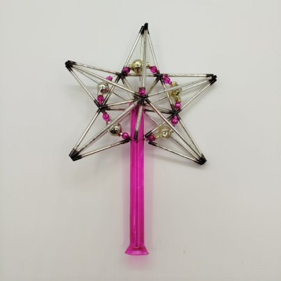 Игрушка елочная "Звезда" (навершие/наконечник на елку), стекло, металл, стеклярус, Завод «Лаборприбор», СССР, 1950-1970 гг.