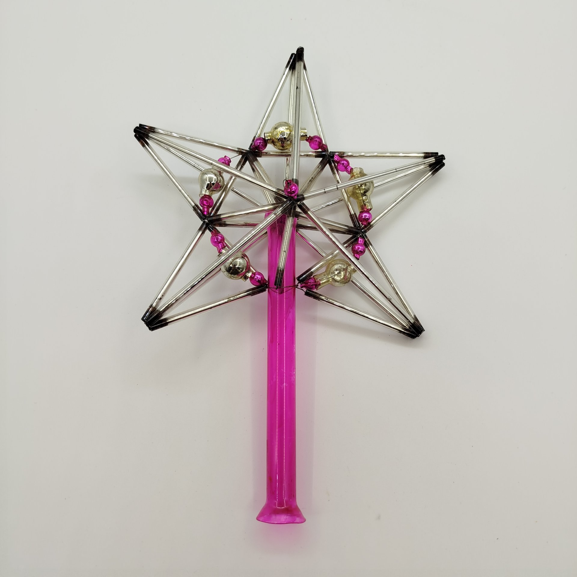 Игрушка елочная "Звезда" (навершие/наконечник на елку), стекло, металл, стеклярус, Завод «Лаборприбор», СССР, 1950-1970 гг.