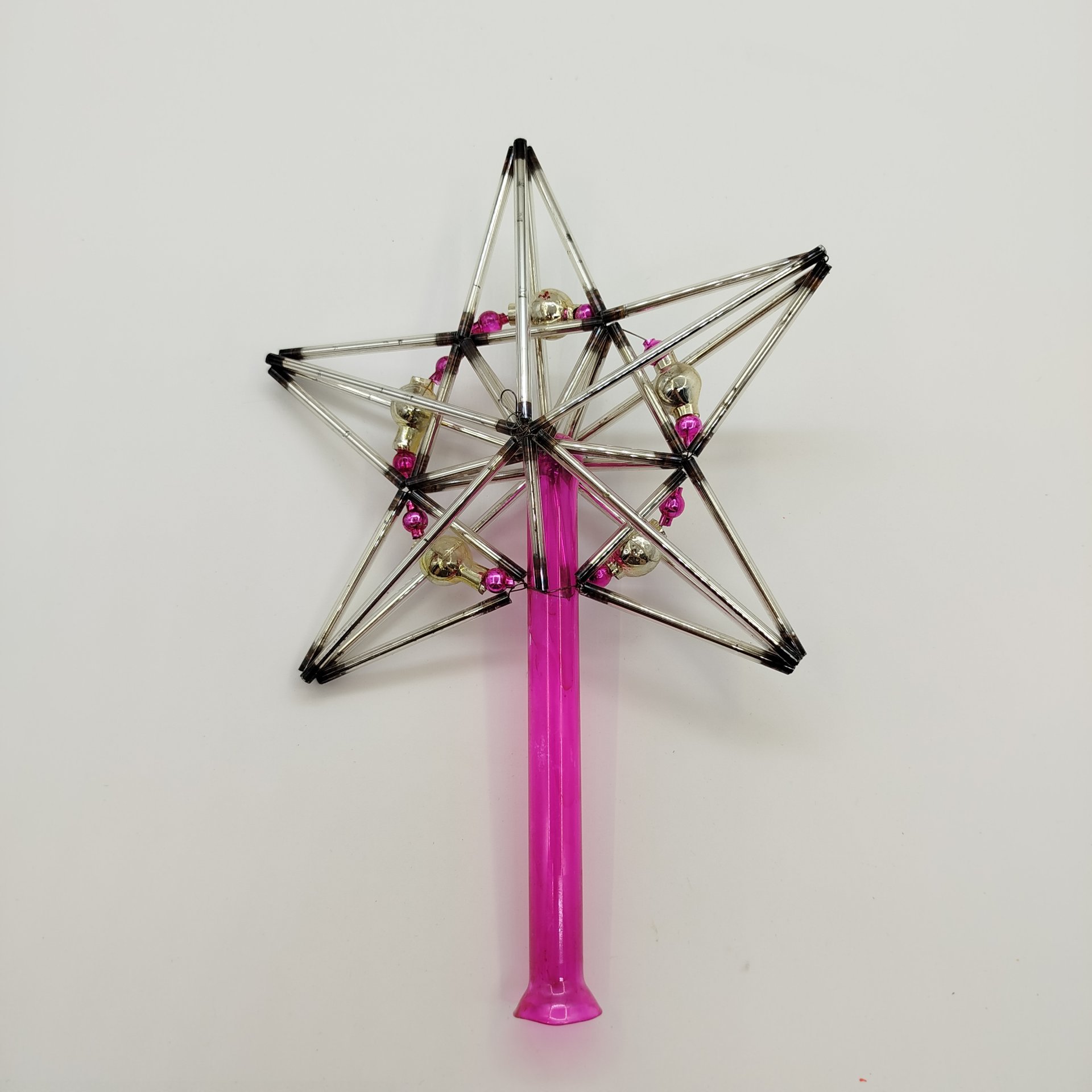 Игрушка елочная "Звезда" (навершие/наконечник на елку), стекло, металл, стеклярус, Завод «Лаборприбор», СССР, 1950-1970 гг.