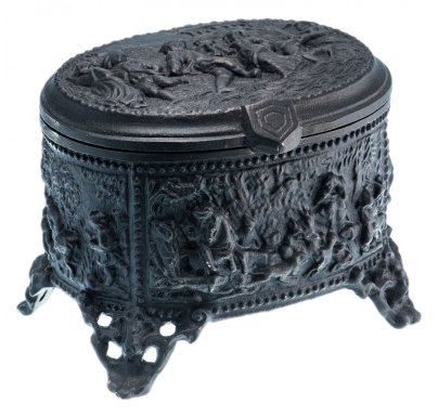 Шкатулка "Танцы" ("Менуэт"), чугун, крашение, литье, Каслинский чугунолитейный завод, Россия, 2010-2020 гг.