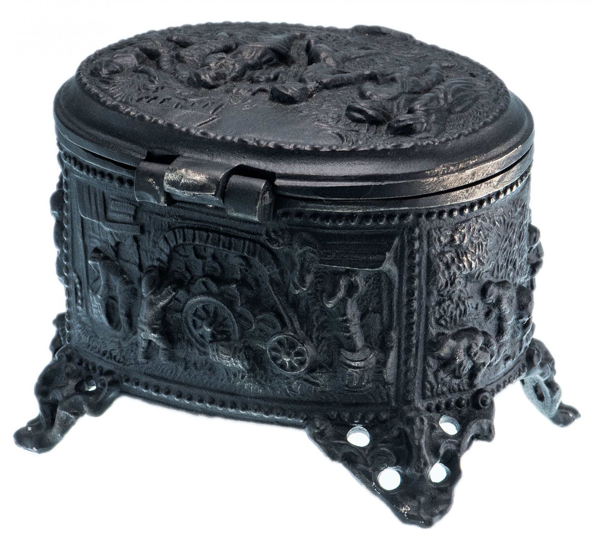 Шкатулка "Танцы" ("Менуэт"), чугун, крашение, литье, Каслинский чугунолитейный завод, Россия, 2010-2020 гг.