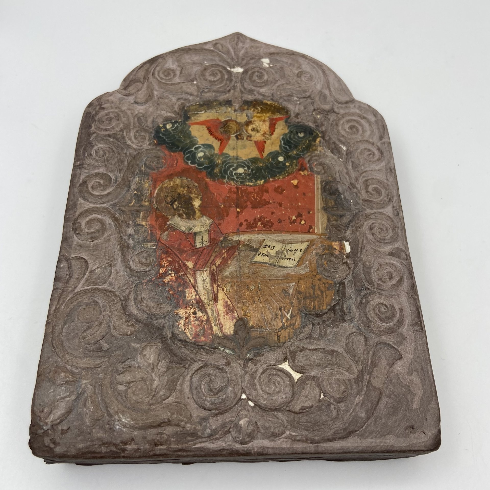 Икона "Святой Николай Чудотворец с херувимами", дерево, темпера, Российская империя, 1880-1915 гг.