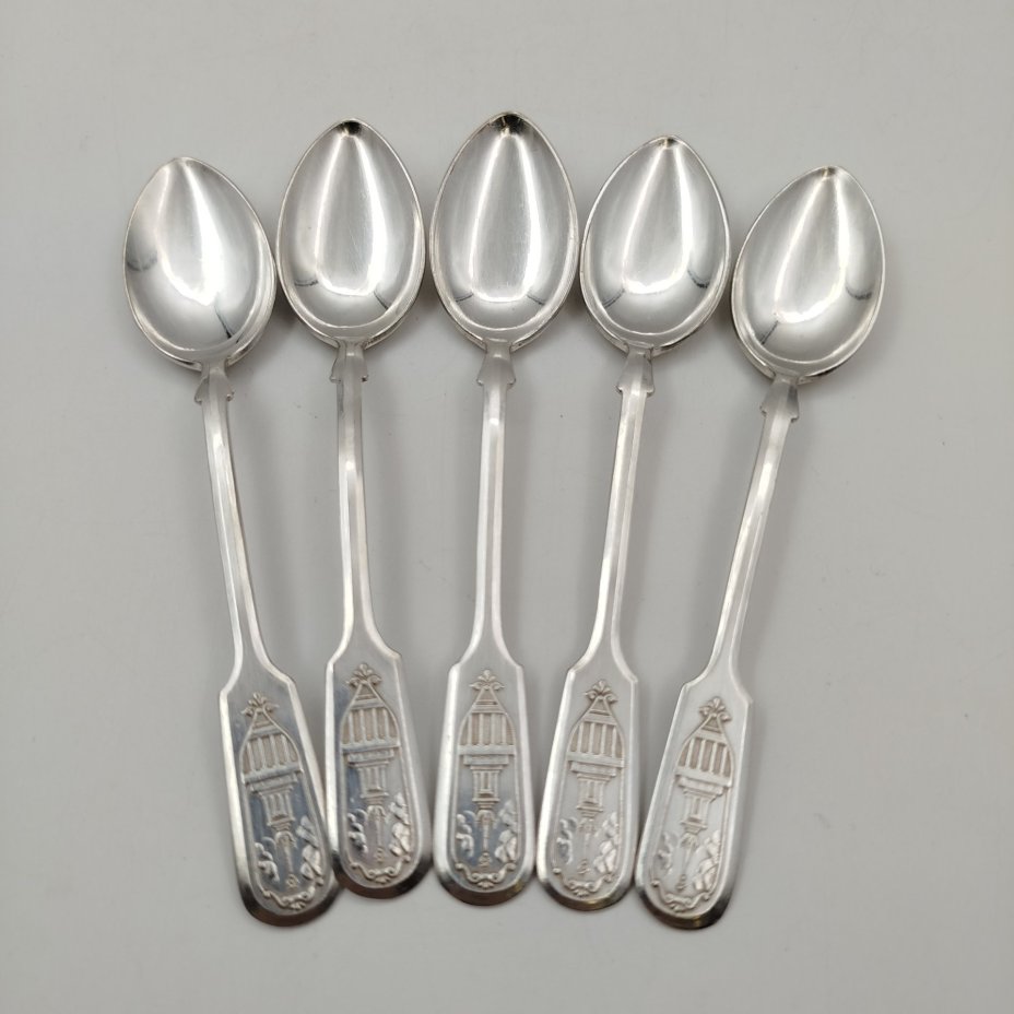 Набор из пяти чайных ложек, мНЦ (медь-никель-цинк), СССР, 1960-1990 гг.