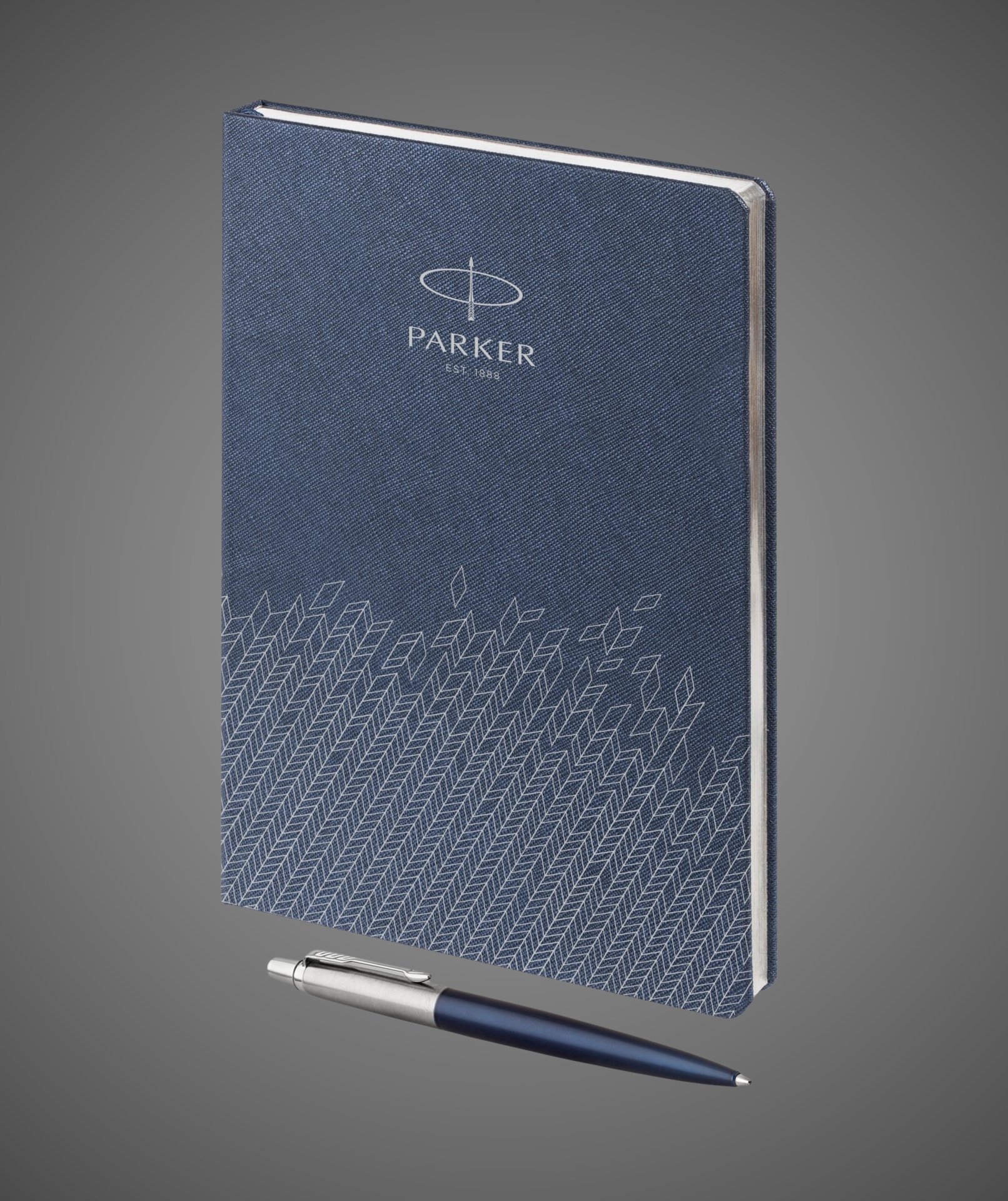 Подарочный набор: Шариковая ручка Parker Jotter Essential, Royal Blue CT и Ежедневник недатированный, синий, Лаки и смолы: лак, нержавеющая сталь