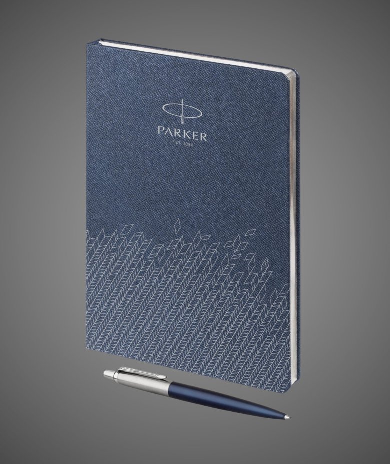 Подарочный набор: Шариковая ручка Parker Jotter Essential, Royal Blue CT и Ежедневник недатированный, синий, Лаки и смолы: лак, нержавеющая сталь