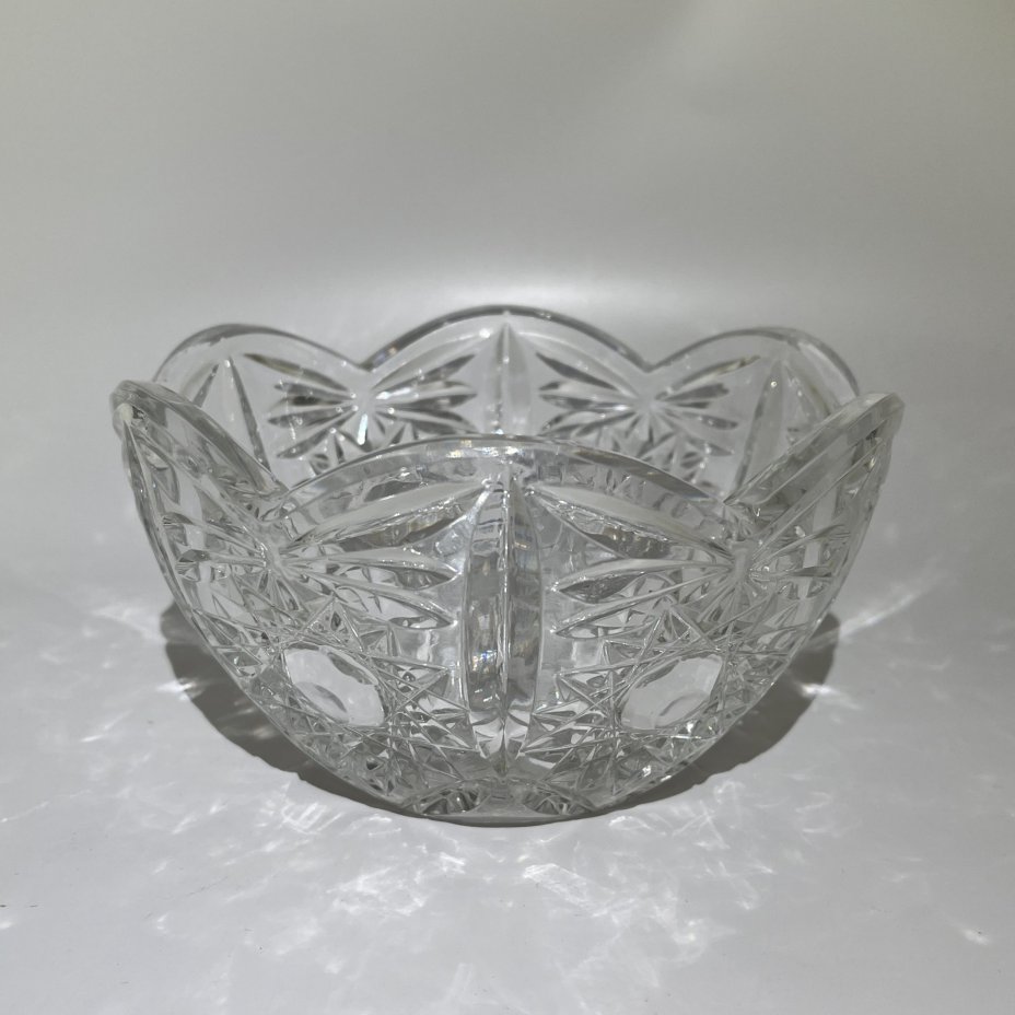Салатник с рельефным декором, хрусталь, СССР, 1970-1990 гг.