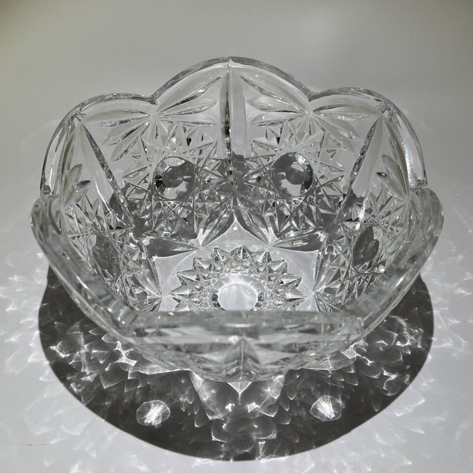 Салатник с рельефным декором, хрусталь, СССР, 1970-1990 гг.