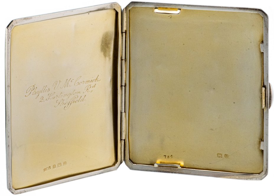 Портсигар, серебро 925 пр., фирма "James Dixon & Sons Ltd", г.Шеффилд, Великобритания, 1940 г.
