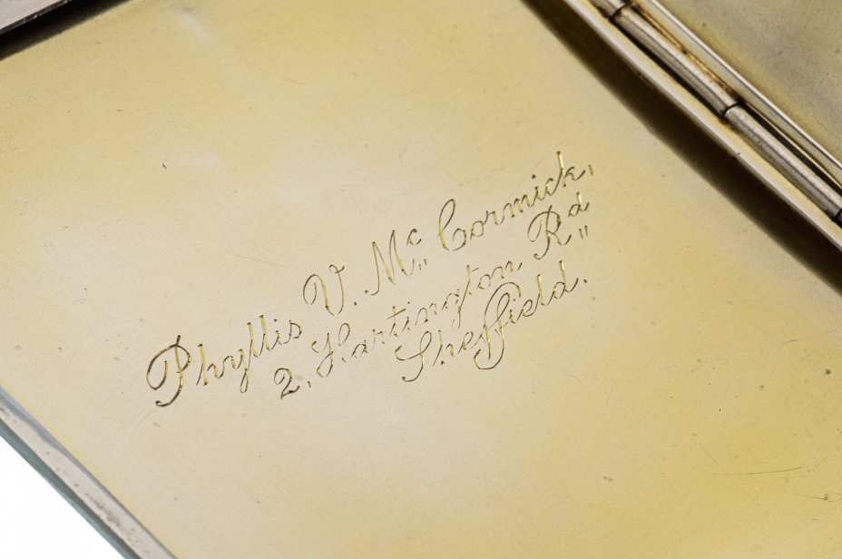 Портсигар, серебро 925 пр., фирма "James Dixon & Sons Ltd", г.Шеффилд, Великобритания, 1940 г.