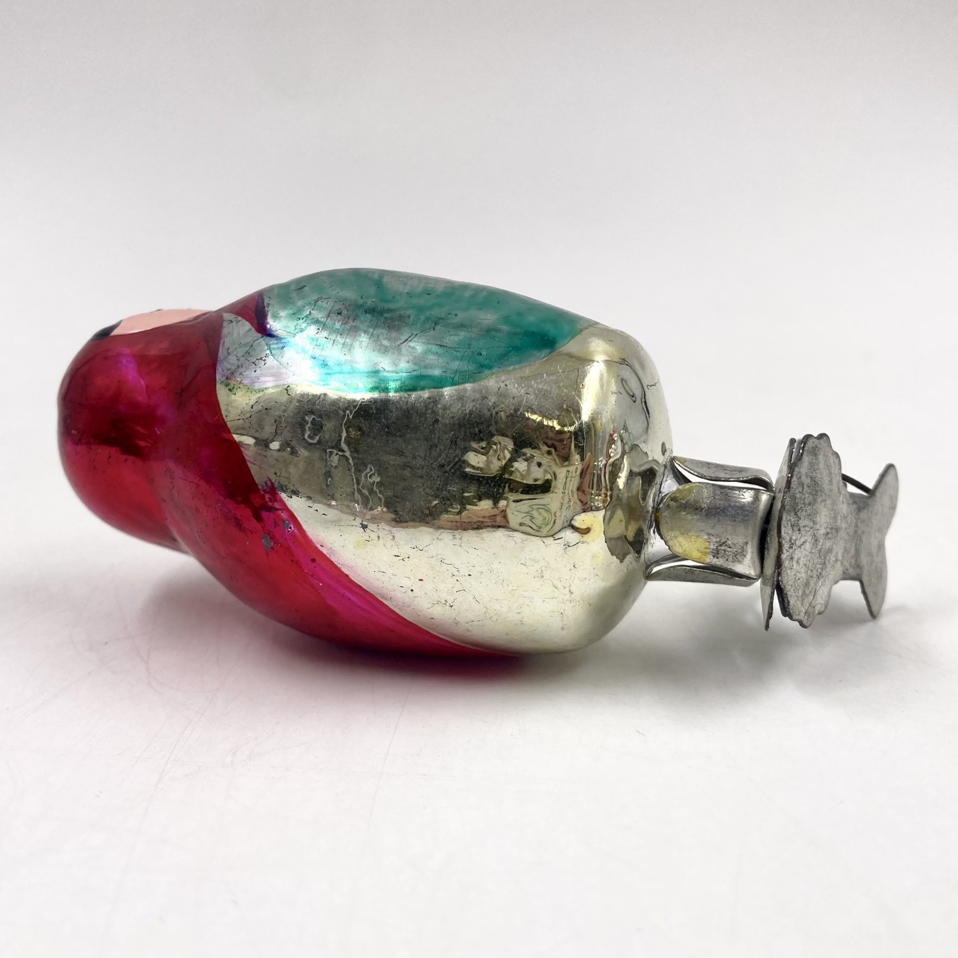 Ёлочная игрушка "Матрешка" на прищепке, стекло, краска, металл, СССР, 1960-1990 гг.