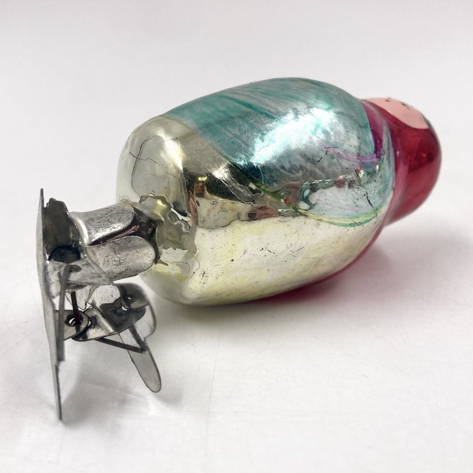 Ёлочная игрушка "Матрешка" на прищепке, стекло, краска, металл, СССР, 1960-1990 гг.