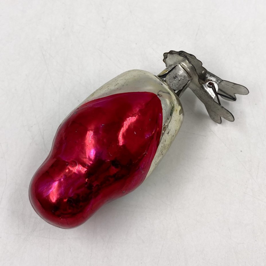 Ёлочная игрушка "Матрешка" на прищепке, стекло, краска, металл, СССР, 1960-1990 гг.