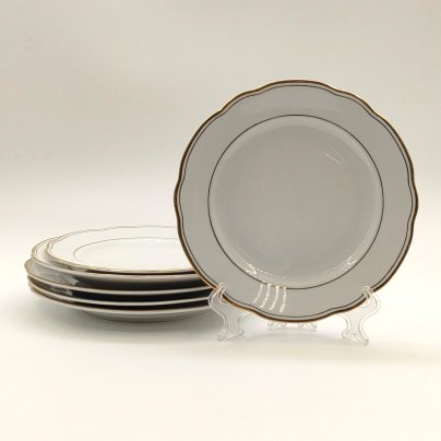 Набор из 2-х пирожковых и 4-х десертных тарелок, фарфор, золочение, Colditz (Кольдиц), ГДР, 1960-1990 гг.