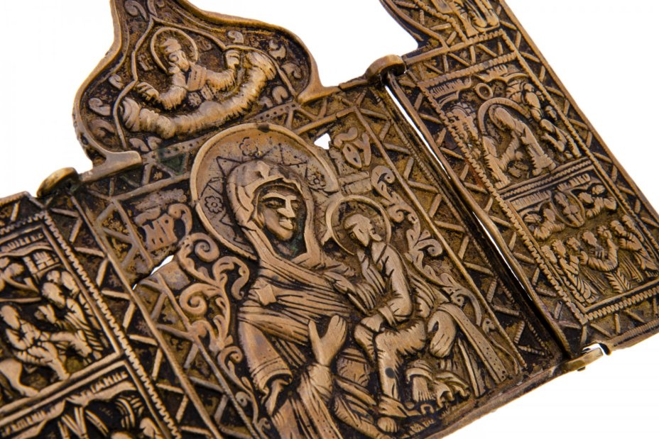 Складень "Богородица Смоленская", медь, литье, Российская Империя, 1800-1850 гг.