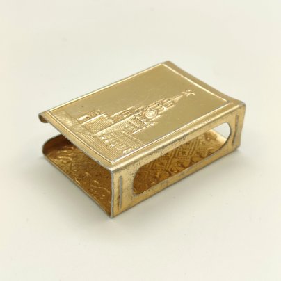 Футляр для спичек (спичечница) "Спасская башня", алюминий, золочение, Артель «Победа», СССР, 1960-1980 гг.