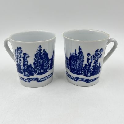 Набор из 2 чашек "Ломоносов", фарфор, деколь, Ленинградский фарфоровый завод (ЛФЗ), СССР, 1990 г.