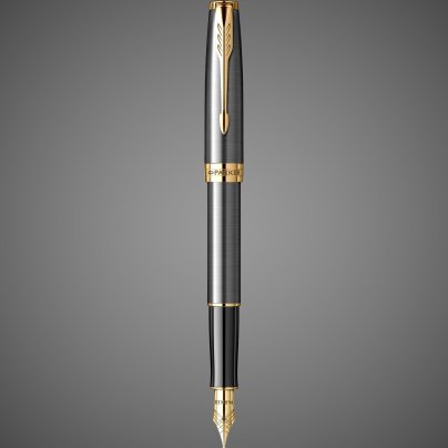 Перьевая ручка Parker Sonnet Grey Core GT, перо: F, чернила: black (2 картриджа) в подарочной коробке, Металлы: нержавеющая сталь, пластик