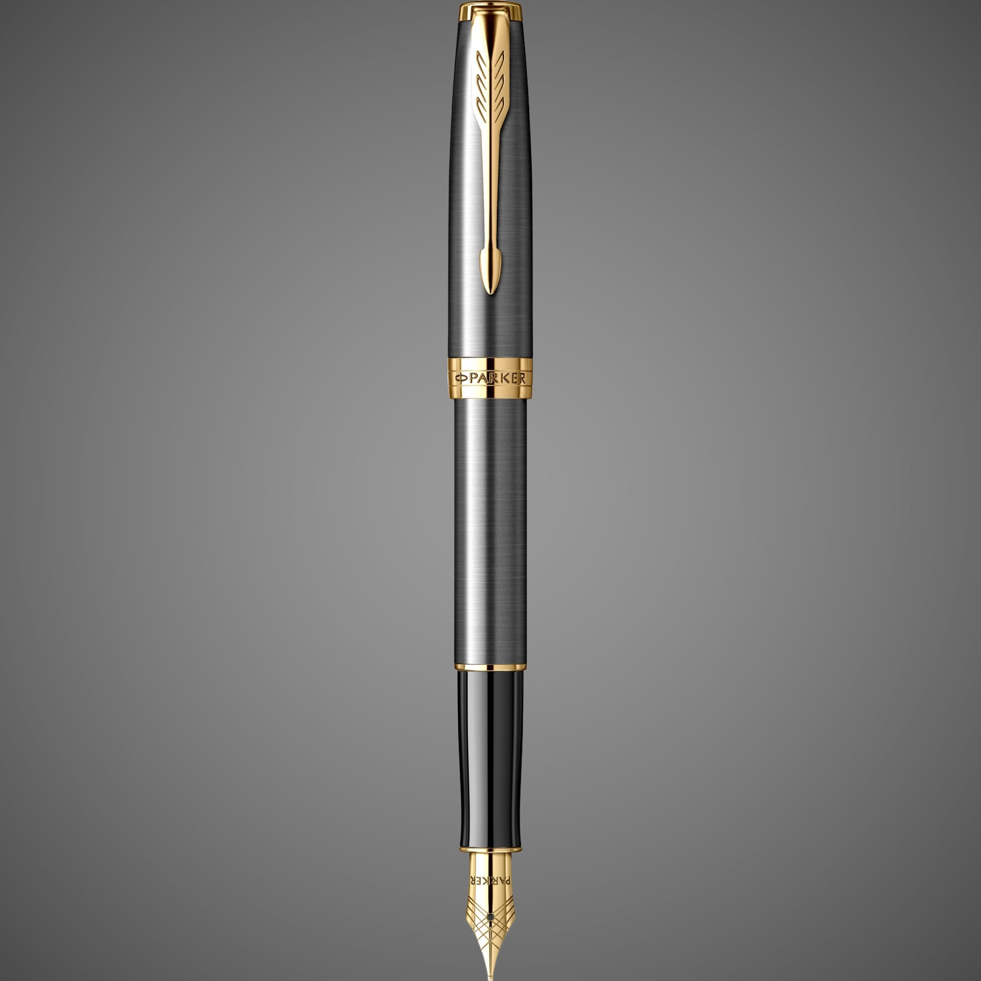 Перьевая ручка Parker Sonnet Grey Core GT, перо: F, чернила: black (2 картриджа) в подарочной коробке, Металлы: нержавеющая сталь, пластик