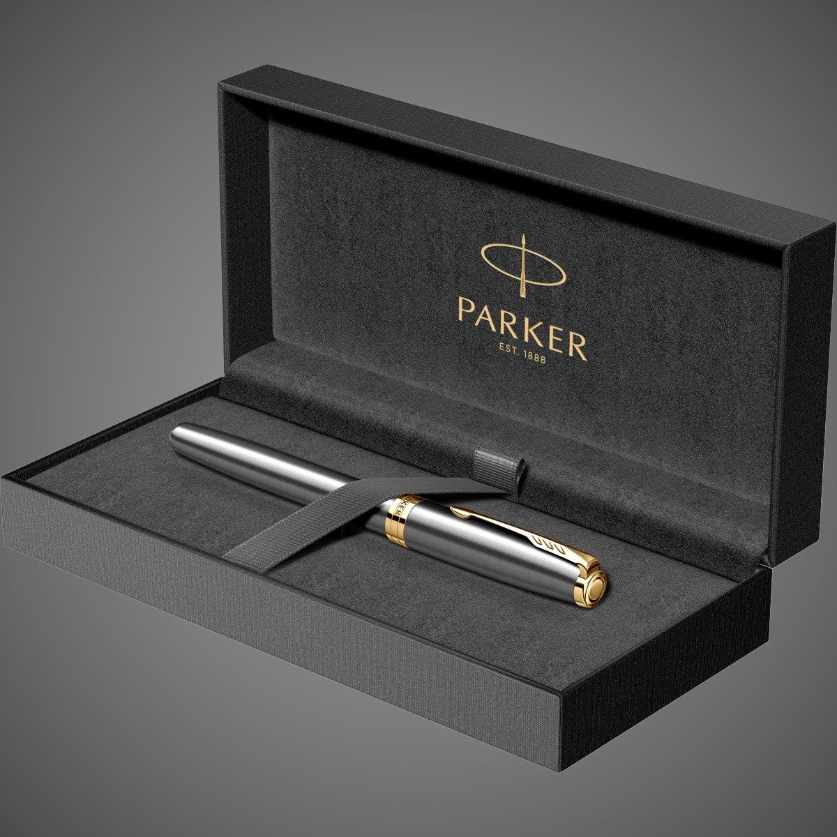Перьевая ручка Parker Sonnet Grey Core GT, перо: F, чернила: black (2 картриджа) в подарочной коробке, Металлы: нержавеющая сталь, пластик