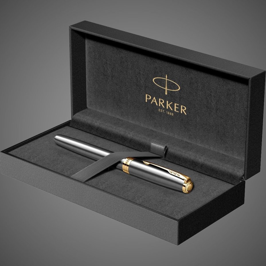 Перьевая ручка Parker Sonnet Grey Core GT, перо: F, чернила: black (2 картриджа) в подарочной коробке, Металлы: нержавеющая сталь, пластик