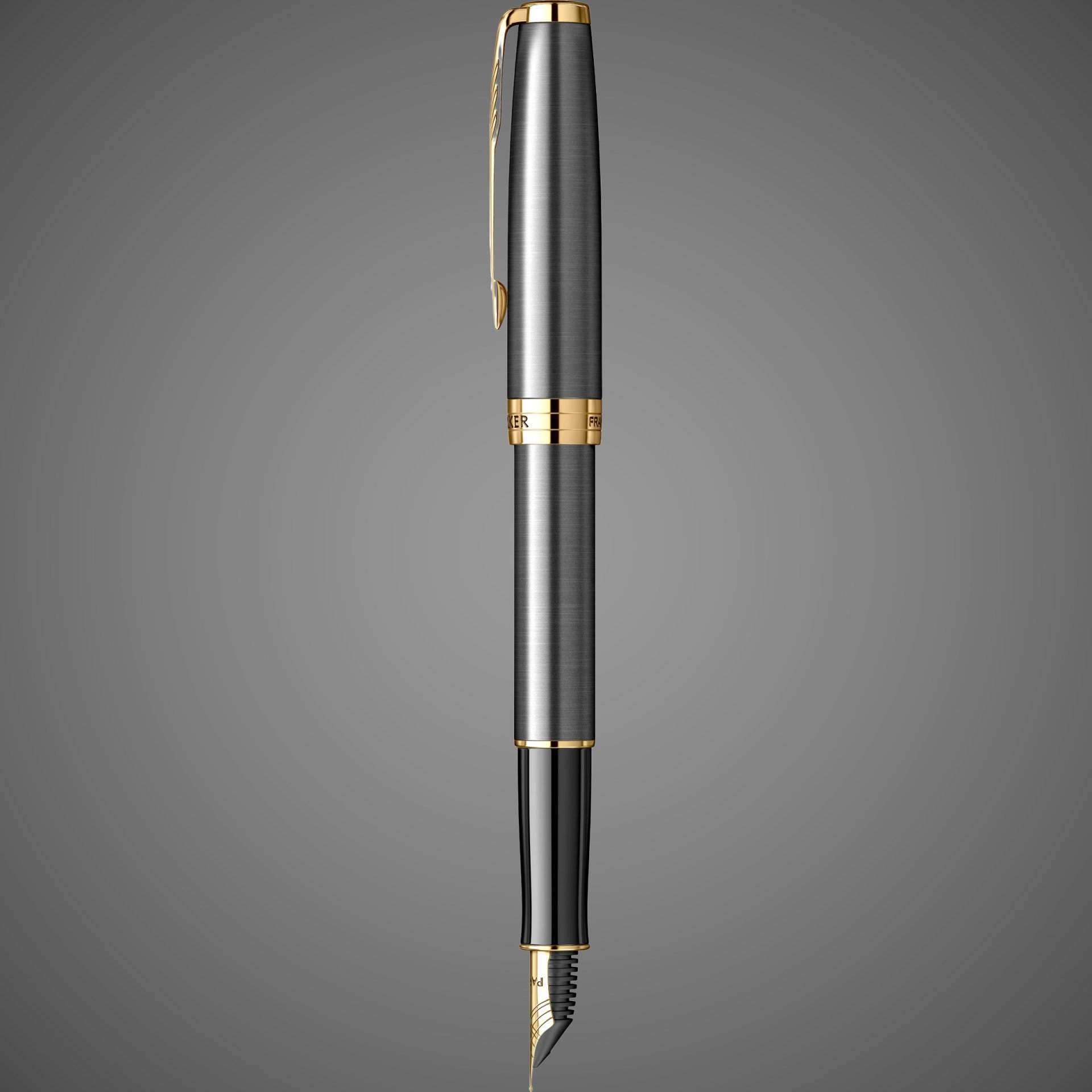 Перьевая ручка Parker Sonnet Grey Core GT, перо: F, чернила: black (2 картриджа) в подарочной коробке, Металлы: нержавеющая сталь, пластик
