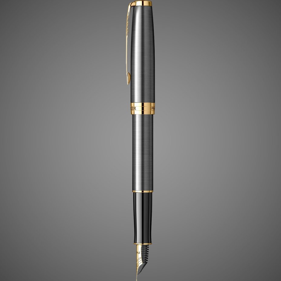 Перьевая ручка Parker Sonnet Grey Core GT, перо: F, чернила: black (2 картриджа) в подарочной коробке, Металлы: нержавеющая сталь, пластик
