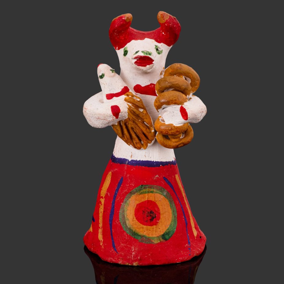 Игрушка каргопольская "Коза с баранками", автор А.Ф. Шевелева
