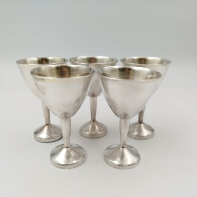 Набор рюмок на 5 персон, мельхиор (медь-никель), СССР, 1960-1990 гг.