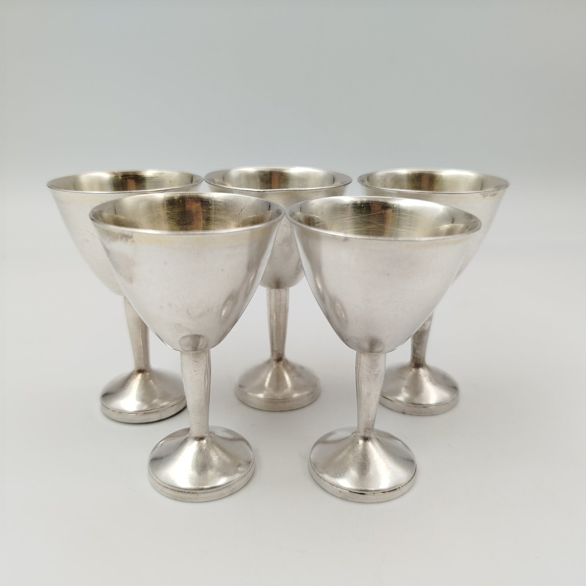 Набор рюмок на 5 персон, мельхиор (медь-никель), СССР, 1960-1990 гг.