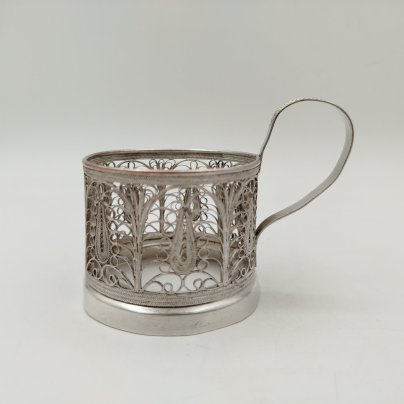 Подстаканник ажурный, мельхиор (медь-никель), скань, Казаковский завод художественных изделий (КХИ), СССР, 1960-1980 гг.