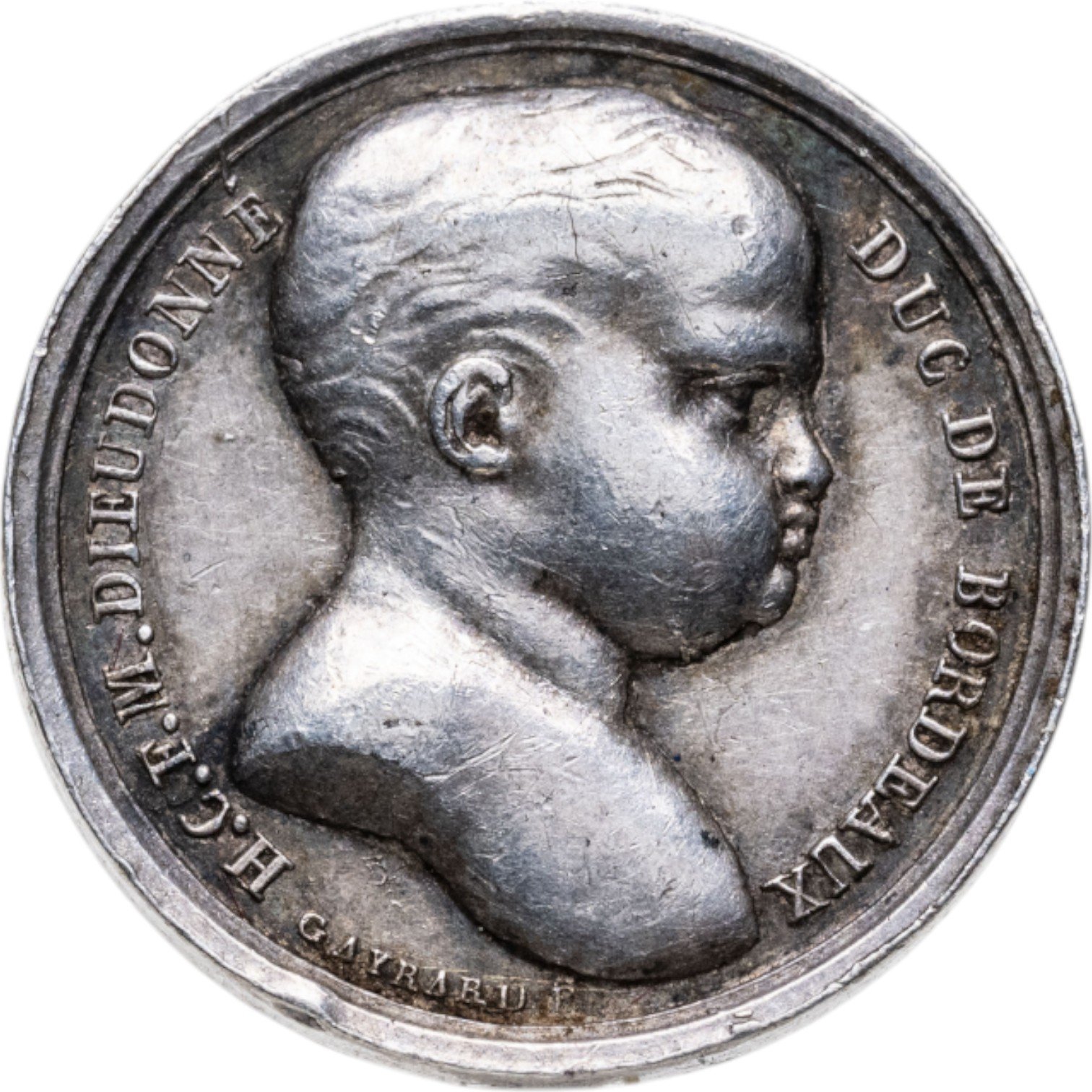 Франция. Жетон 1820 года. В память о рождении Анри Шарля Фердинанда Мари Дьёдонне герцога Бордо.