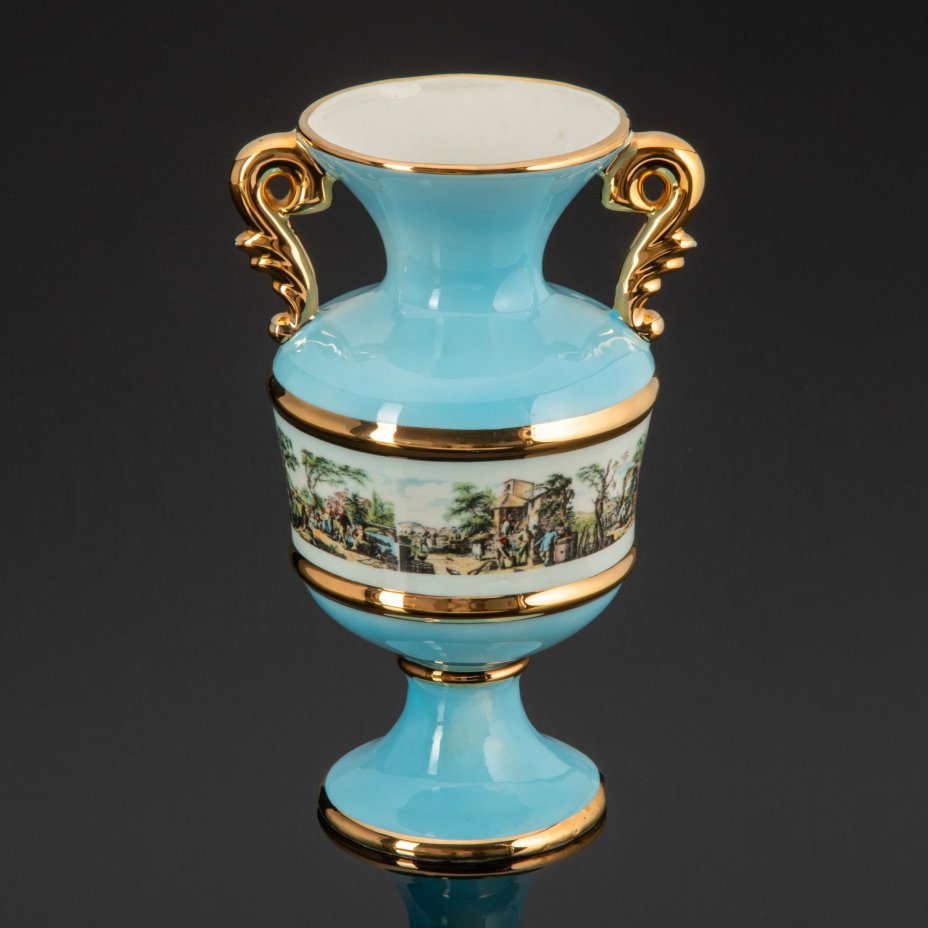 Ваза с ручками, украшенная пасторальным пейзажем, Ceramica le Torri