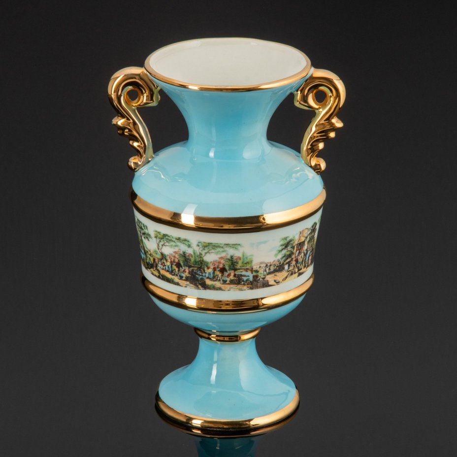Ваза с ручками, украшенная пасторальным пейзажем, Ceramica le Torri