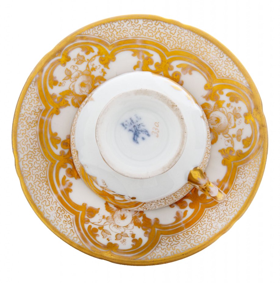 Чайная пара, фарфор, золочение, Porzellanfabrik C. Tielsch & Co, Германия, 1845-1850 гг., C. Tielsch & Co.
