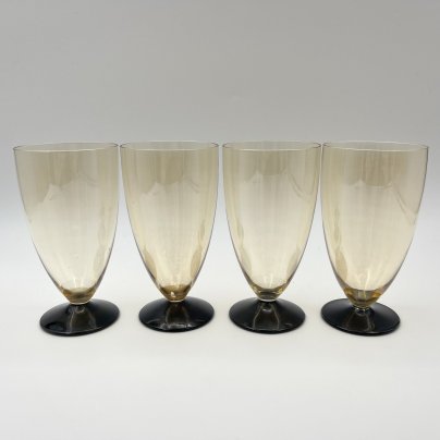 Набор бокалов золотистого цвета на 4 персоны, стекло, СССР, 1980-1990 гг.